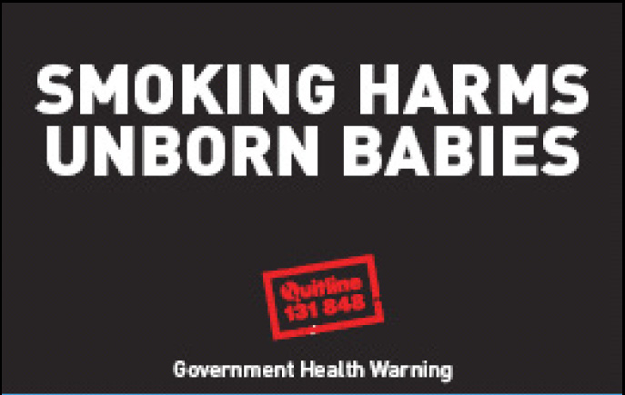 Aussie 2002 ETS baby - smoking harms unborn babies, plain warning