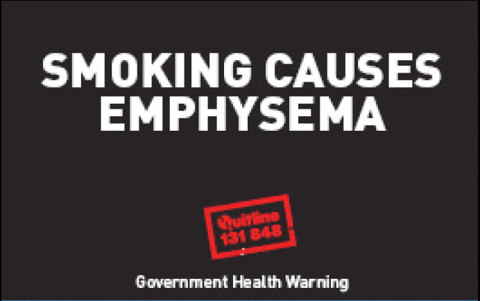 Aussie 2002 Health Effects lung - emphysema, plain warning