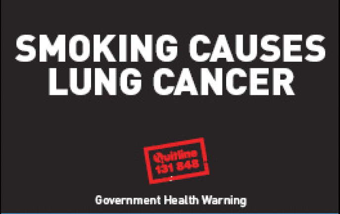 Aussie 2002 Health Effects lung - lung cancer, plain warning