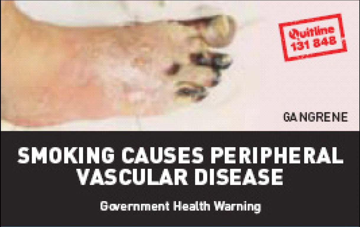 Aussie 2002 Health Effects vascular system - diseased organ, peripheral vascular disease, foot, gross front package