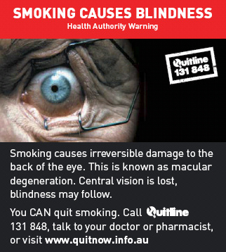 Aussie 2006 Health Effects eye PACK - diseased organ, blindness